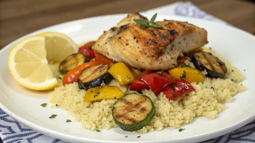 Mediterranean chicken with couscous and vegetables